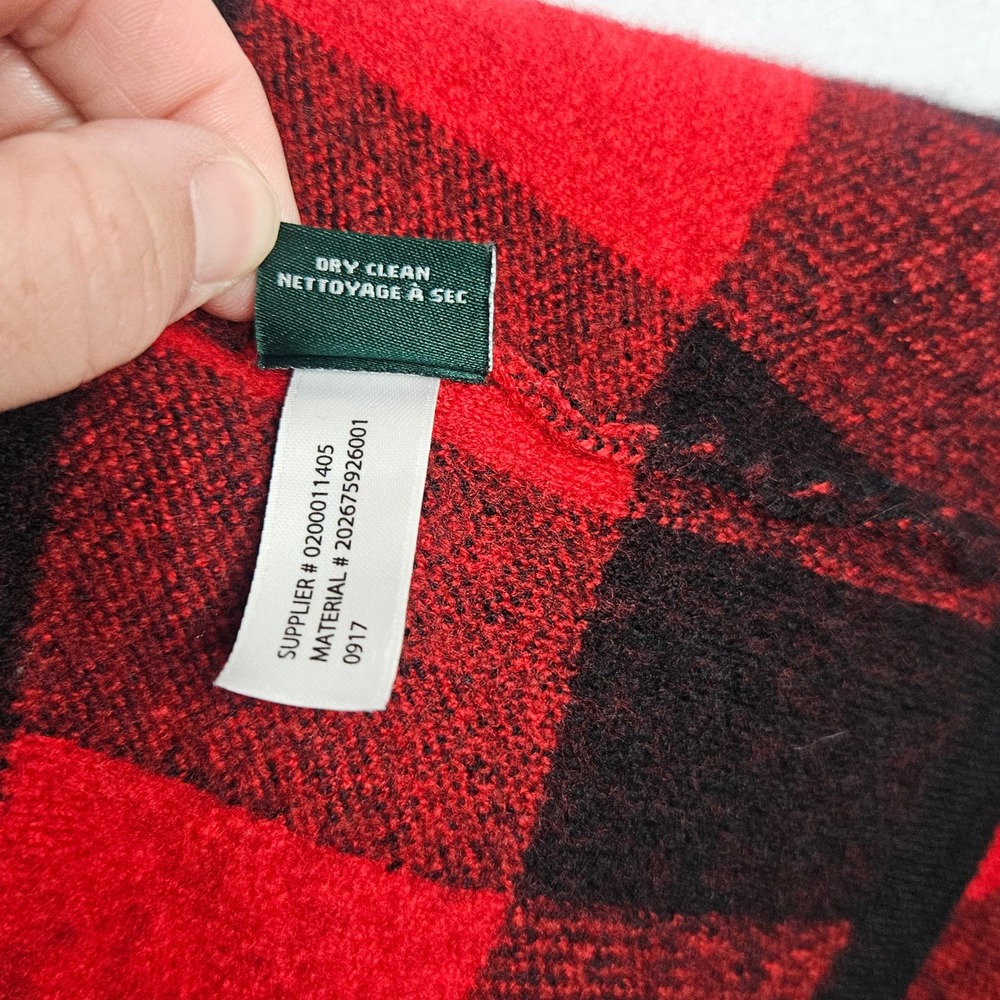 Lauren Ralph Lauren Red Black Buffalo Plaid 100% Wool Draped Cardigan Plus 3X - Picture 5 of 8